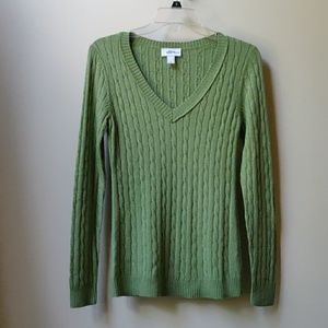 LOFT Cable knit V-neck Sweater S